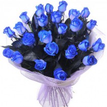 Букет з 25 синіх троянд